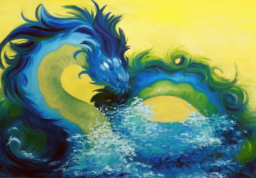 Gemälde das einen Drachen zeigt